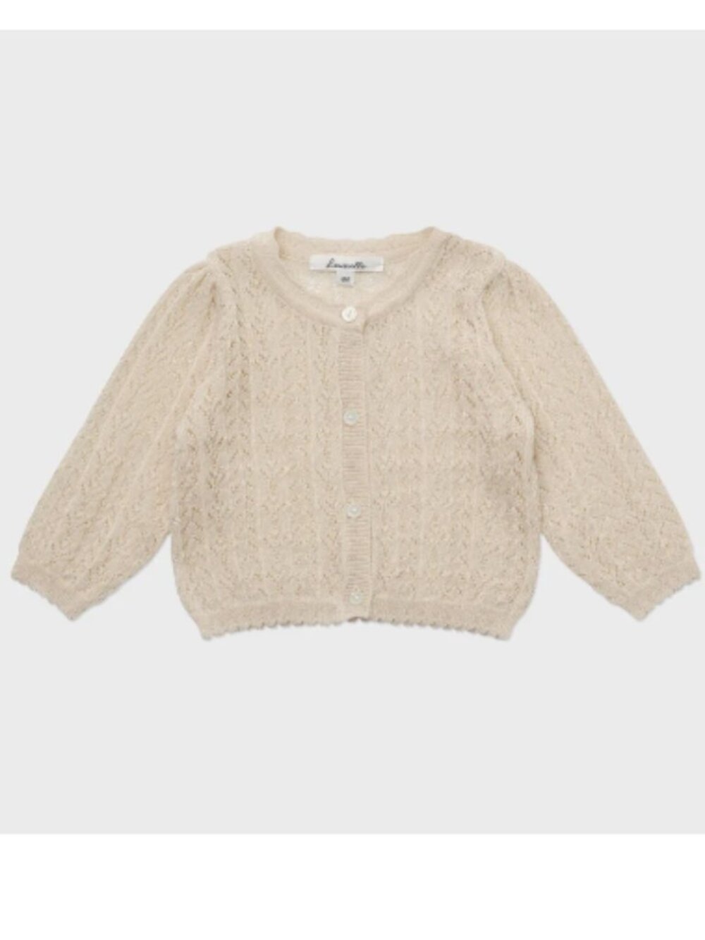 Louisiella Baby Stern Knit Cardigan Light Beige Pointelle Girls Size 3